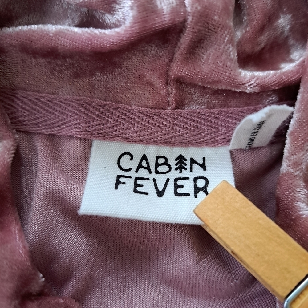 Cabin Fever comfort pink velvet hoodie pullover velvet top sweater dusty pink - Picture 11 of 16
